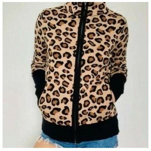 Rachel Zoe Leopard Zip up Sweater Size XSmall